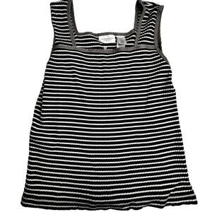 Liz Claiborne Lizwear Jeans Petite Black & White Striped Tank Top Petite Med NWT
